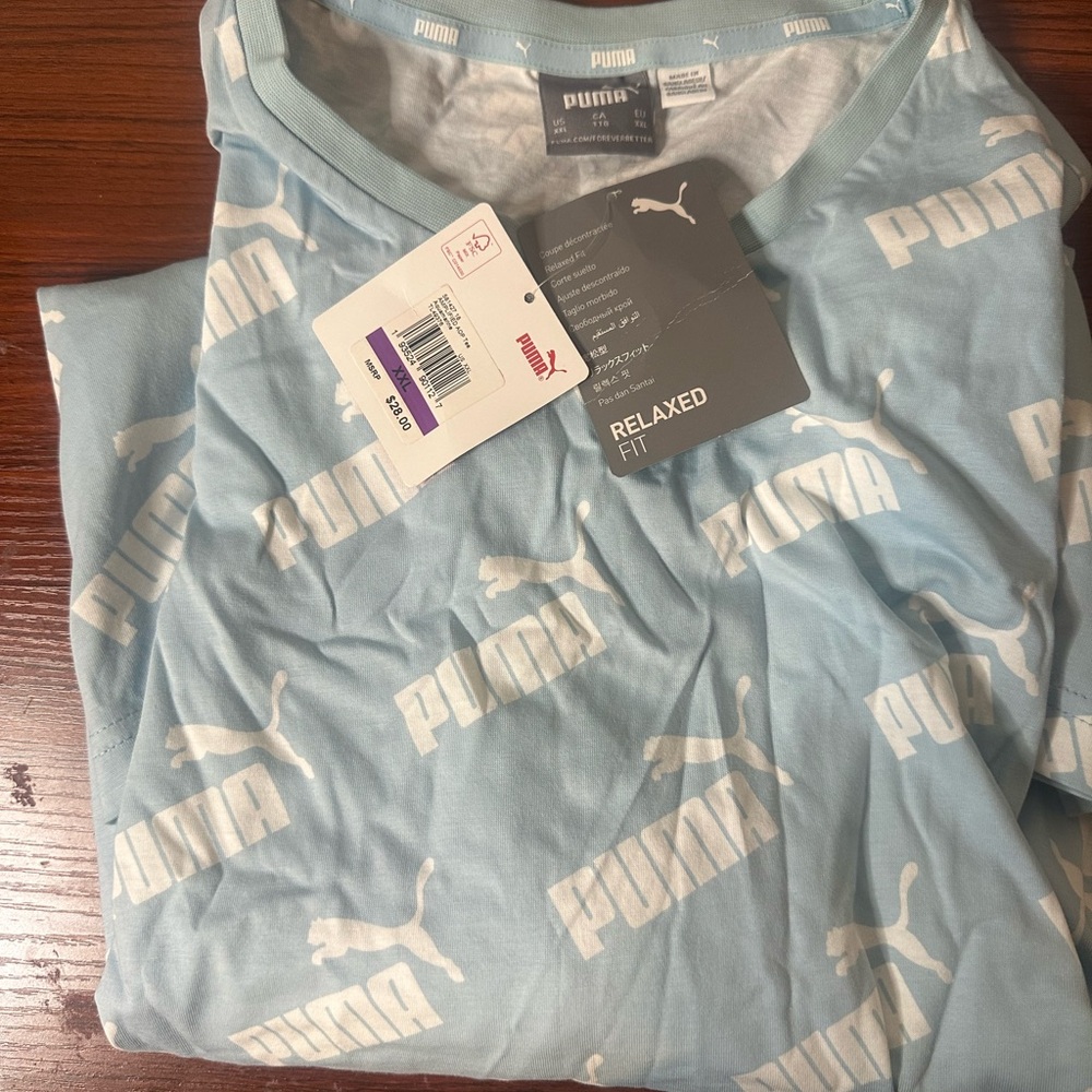 Puma Aquamarine & White Logo Tee